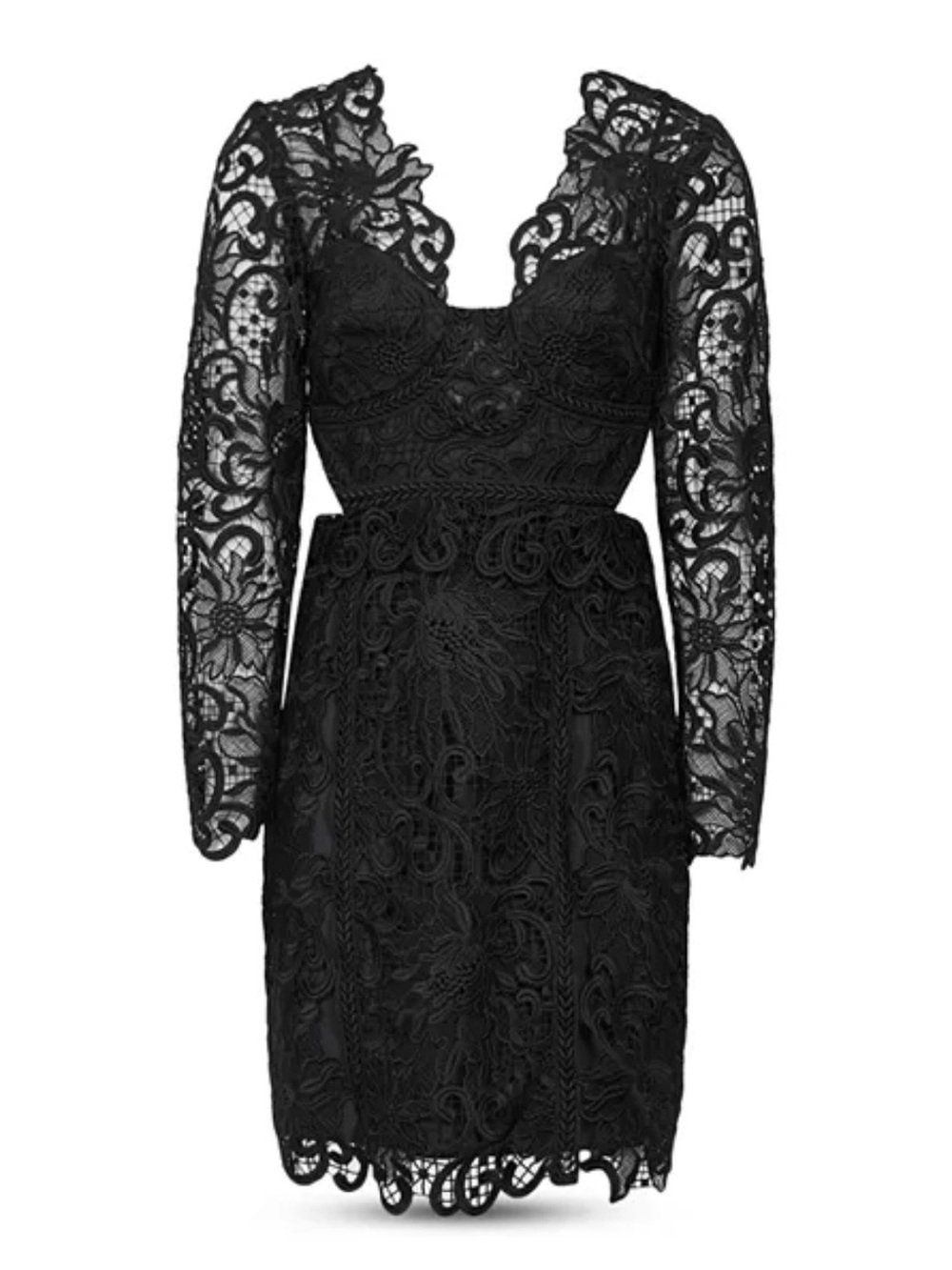 Reiss black lace bodycon dress size 10